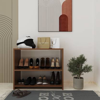 HOMEEASY Shoe Rack Organizer, Compact Wooden Storage Shelf for Shoes Solid Wood Collapsible Shoe Stand