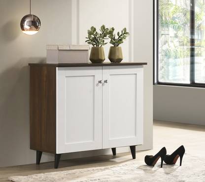 डेकअप Lexis 2-Door Walnut & White इंजीनियर्ड वुड जूते का रैक