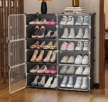 KROOH Shoe Stand DIY Plastic Shoe Portable Storage Organizer 12 Cube Stand Home/Office Metal, Plastic Collapsible Shoe Stand