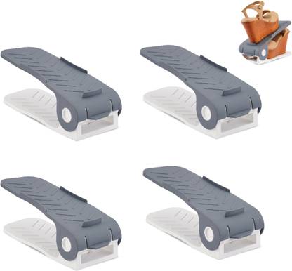 Fivean Shoe Slot Organizer Space Saver Double Deck Shoe Rack Adjustable Shoe Organizers Plastic Shoe Stand