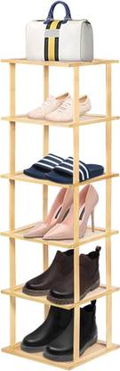 STARWORK SHOE RACK ADJUSTABLE FOR SMALL SPACE, ORGANIZER FOR CLOSET ENTRYWAY Solid Wood Shoe Stand