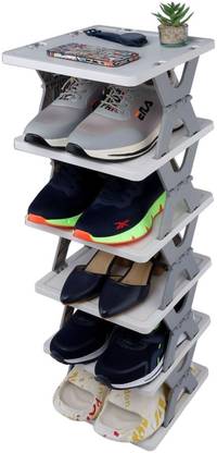 Anaant Plastic Foldable Shoe Rack, Adjustable Shoe Rack, Shoes Rack 6 Layer Plastic Shoe Stand