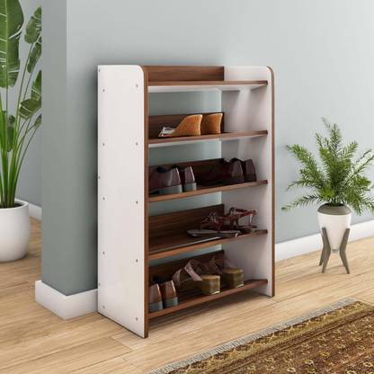 Nilkamal Itsy 5 Tier Shoe Rack| Ideal for Entryway| Walnut Engineered Wood Shoe Rack