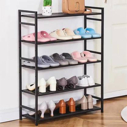 SNKR ESSENTIALS 5-Tier Heavy Duty Iron Shoe Rack Plastic, Metal Collapsible Shoe Stand