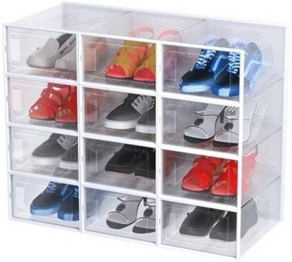 BUCKETLIST ® Shoe Storage Box Stackable, Plastic Shoe Container Front Opening Shoe Box Plastic Shoe Rack