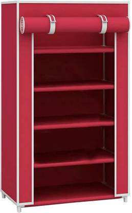 girja 5-Tiers Multipurpose PVC Pipes Shoe Rack with Wardrobe Cover Plastic Shoe Stand