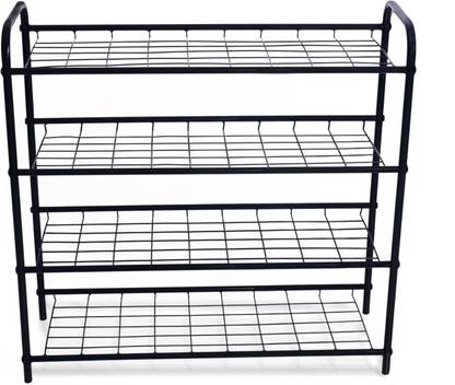 Tidy Homz Montone Shoe Rack - Black Metal Collapsible Shoe Stand