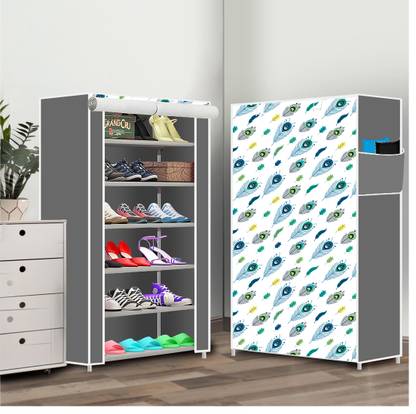HussainFuniture 6 Shelf Foldable Collapsible ShoeRack Bamboo, Solid Wood Collapsible Shoe Stand