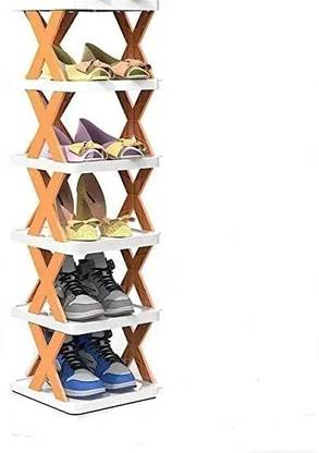 SUVARNA 6 Layer Shoe Rack Design Lightweight Adjustable Plastic Foldable Shoe Cabinet Plastic Shoe Stand