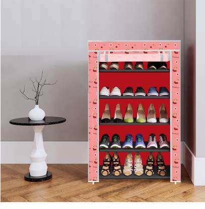 GHODA 5 Shelf Foldable Collapsible ShoeRack Plastic Shoe Rack