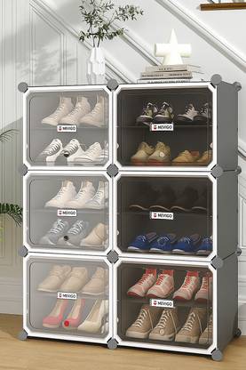 MEVIGO 12-Shelf-6-Door Plastic Cubort Shoe Rack Metal Shoe Rack