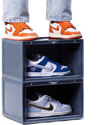 SNEAKARE Side Drop Shoe Rack & Storage Box for Office/Home, Shoe Storage Box For Sneakers Plastic Shoe Rack