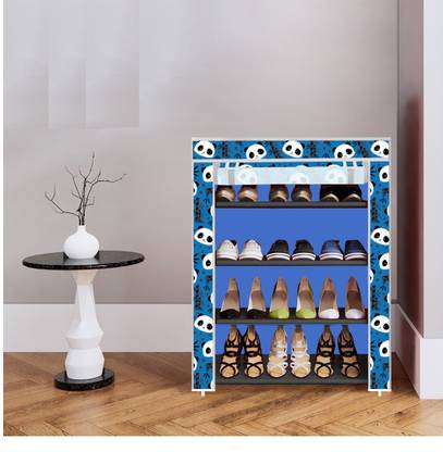 GHODA 4 Shelf Foldable Collapsible ShoeRack Plastic Shoe Rack