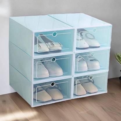 FosCadit Shoe Boxes Stackable,Upgraded Sturdy Shoe Storage Boxes Plastic Collapsible Shoe Stand