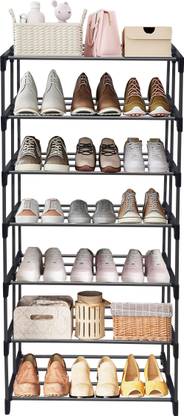 Philoshop Space-Saving 7-Tier Metal Open Shoe Rack Metal Collapsible Shoe Stand