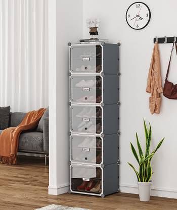 MEVIGO 10-Shelf-5-Door Plastic Cubort Shoe Rack Metal Shoe Rack