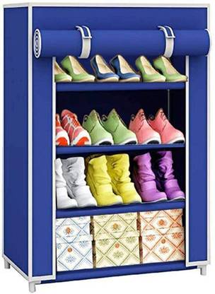 girja Multipurpose Layer shoe rack/book shelf/Wardrobe Heavy Material PVC Plastic Collapsible Shoe Stand