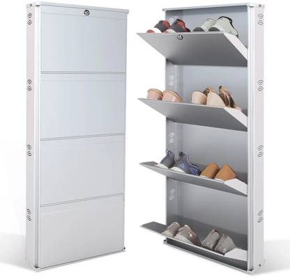 Jaimini Space-Saving 19 Inches Wide Wall-Mountable with Lock & Key for Home and Outdoor Metal Shoe Rack