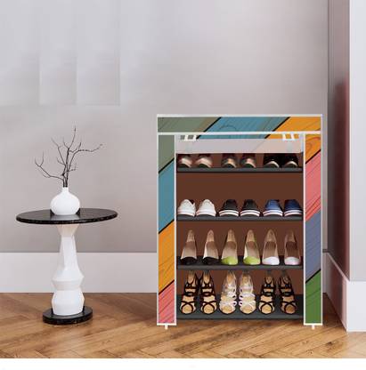 Chalia 4 Shelf Foldable Collapsible ShoeRack Plastic Collapsible Shoe Stand