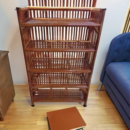 BambooMonk UnrealMonk Bamboo Rack 5 Tier For Shoes Books Office Files Slipper Shelf Bamboo Shoe Rack