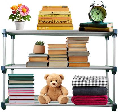QUARCK Book Shelf Rack Stand for Home Library Multipurpose Storage Organizer Plastic Open Book Shelf