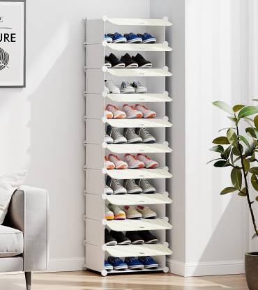 Keekos 10-Shelf-10-Door Plastic Cupboard Shoe Rack Shoe Stand Metal, Plastic Shoe Rack Plastic Shoe Rack