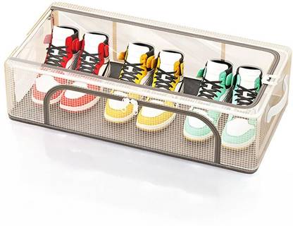 HEERMEX Shoe Storage Box for Sneakers, Clear Shoe Boxes Stackable Foldable, Trainers Plastic Shoe Rack