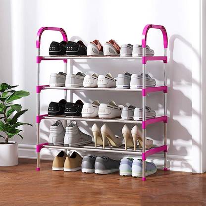 SAISAP SAISAP 4-LAYER CARBON STEEL PINK SHOESTAND Metal Collapsible Shoe Stand