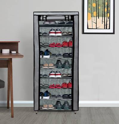 GlowSilk 9 Layer Metal Shoe Rack Carbon Steel Collapsible Wardrobe