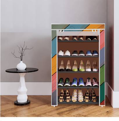 PAffy 5 Shelf Foldable Collapsible ShoeRack Metal Collapsible Shoe Stand