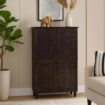 Nilkamal Kaira 4 Door Shoe Rack|Closed Storage Organizer for Entryway, Hallway Engineered Wood Shoe Rack