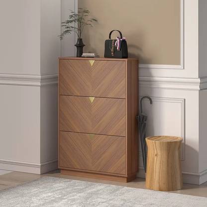 NG Decor Narrow Shoe Storage Cabinet with Flip Down Large Capacity up to 20 Pairs Engineered Wood Shoe Rack