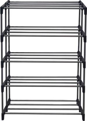 POWEREST 5-Tier Premium Quality Steel Open Shoe Rack Metal Collapsible Shoe Stand