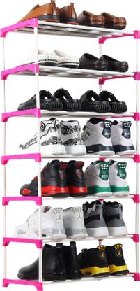 LOTSPEK 7 layer pink shoe rack for home movable rack Plastic, Plastic Shoe Stand