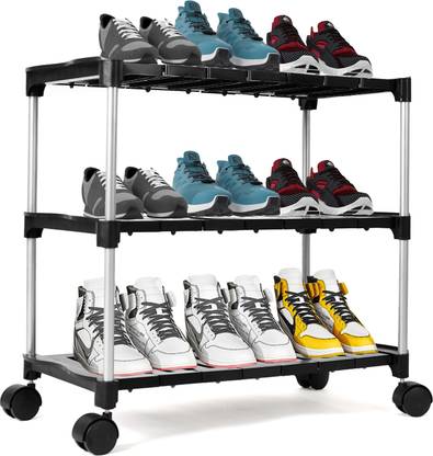 ADA High Density Free Standing Iron Shoe Rack | Heavy Duty 3-Tier Shoe Organizer | Metal Shoe Stand