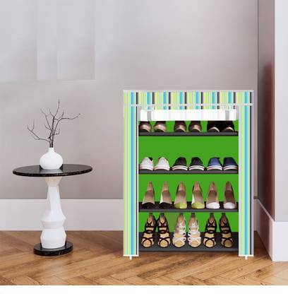 YUMESA 4 Shelf Foldable Collapsible Wardrobe Storage Organizer Almirah Cloth Rack PVC Collapsible Wardrobe