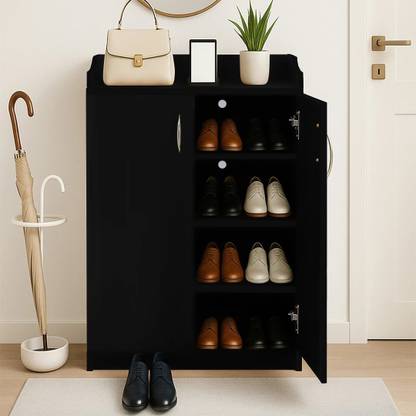 KIK Armour Shoe Cabinet with Door, Storage Box, 4 Shelf Footwear Rack, Engineered Wood Shoe Rack