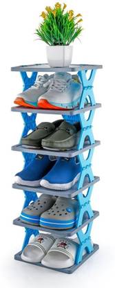 Snowberry 5 Layer Shoe Rack X Design Lightweight Foldable Shoe Cabinet Storage For Home Plastic Collapsible Shoe Stand