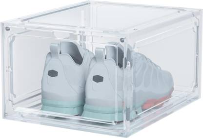 HOUSE OF QUIRK Large Shoe Boxes with Magnetic Door, Clear Stackable Plastic Shoe Containers Plastic Shoe Stand