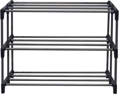 KOnline Space-Saving 3-Tier Metal Open Shoe Rack Metal Collapsible Shoe Stand