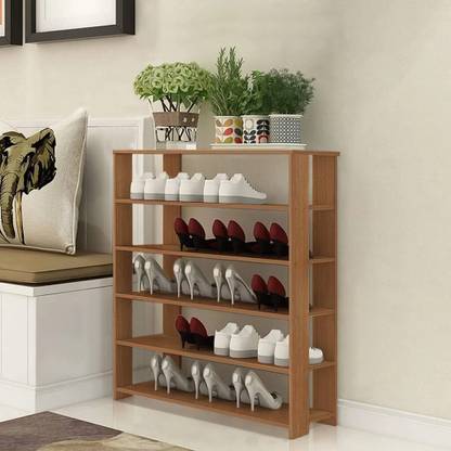 lukzer 5 Tier Shoe Rack (Oak Brown) Engineered Wood Shoe Rack