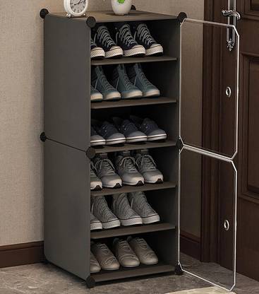 Semizoxis 6-Shelf-2-Door Shoe Rack With Door, Plastic Shoe Rack For Home , Shoe Stand Metal, Plastic Shoe Rack