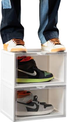 SNEAKARE Side Drop Shoe Rack & Storage Box for Office/Home, Shoe Storage Box For Sneakers Plastic Shoe Rack