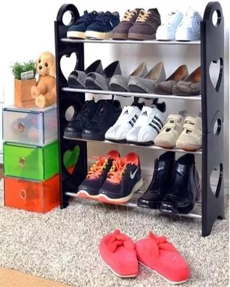 ASSURE Plastic Shoe Rack- 2 Pair Footwear on a Shelf Plastic Collapsible Shoe Stand