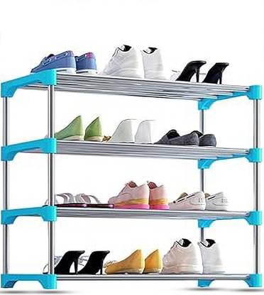 SRMAJI STORE our 4-Layer Shoe Rack, designed to keep your footwear neatly organized Plastic Collapsible Shoe Stand