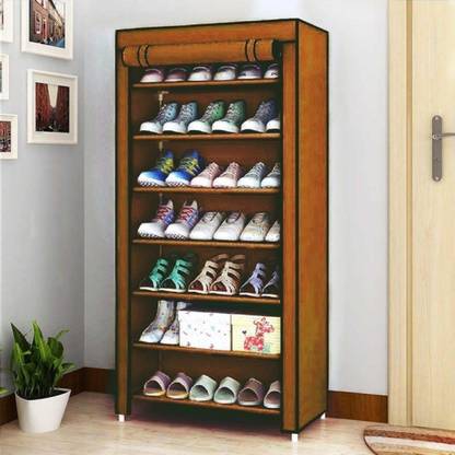 Home Choice Home Choice 7 layer collapsible shoe rack BROWN Metal Collapsible Shoe Stand Plastic, Metal Shoe Rack