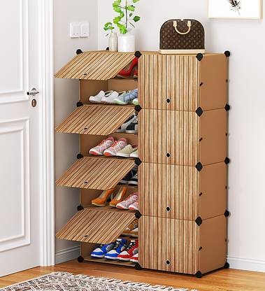 MEVIGO 16-Shelf-8-Door Plastic Cubort Shoe Rack Metal Shoe Rack