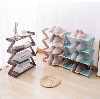 BOLT Z Type Lightweight Sleek Space Saving Shoe Organizer Rack Plastic Collapsible Shoe Stand