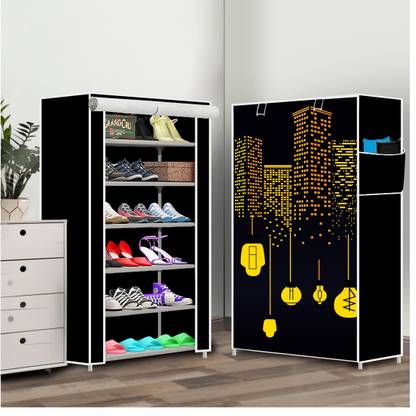 PAffy 6 Shelf Foldable Collapsible ShoeRack Plastic Collapsible Shoe Stand