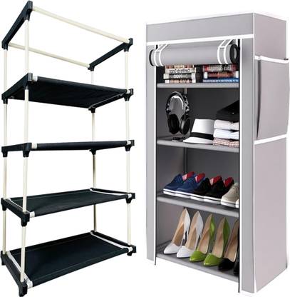 girja GIRJA Multipurpose 4 Layer shoe rack/book shelf/Wardrobe Heavy Material PVC Plastic Shoe Stand